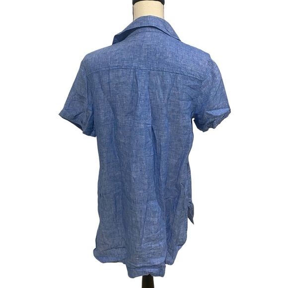 Christian Siriano 100% Linen Button-down Shirt Dress Blue Sz Medium Blue - Picture 5 of 10